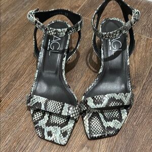AGL Snakeskin Patterned Sandals in Black and Gray